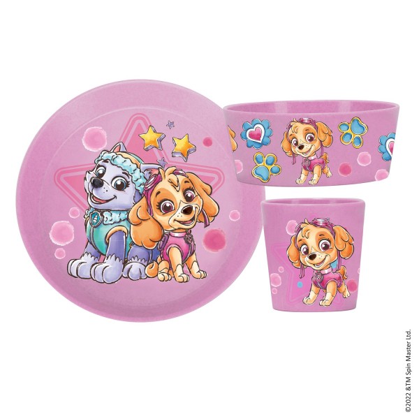 Koziol CONNECT PAW PATROL Kleiner Teller + Schale + Becher 3teil Set pink 8042715 