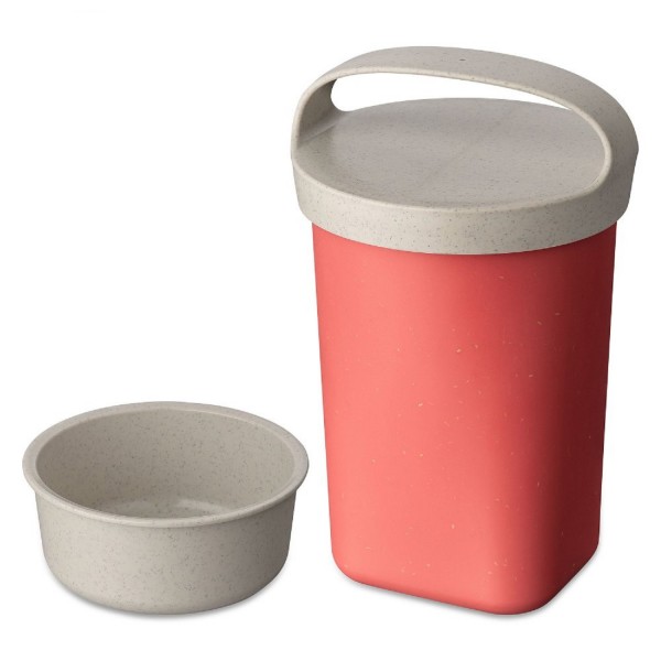 Koziol BUDDY 0,7 Snackpot mit Einsatz und Deckel nature coral 7242704 