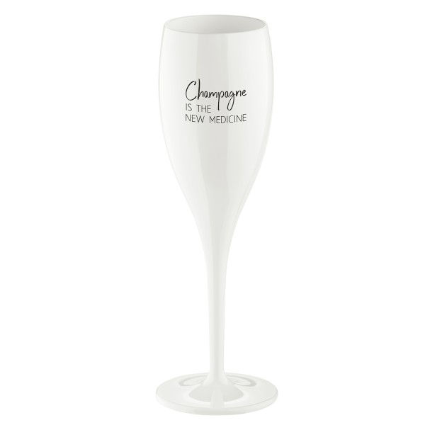 Koziol Sektglas mit Druck CHEERS No. 1 CHAMPAGNE THE NEW MEDICINE weiß 100ml 3450525 