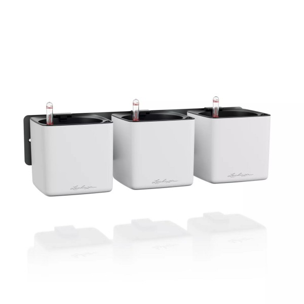 Lechuza Green Wall Home Kit, 3x Cube Premium 14, Komplettset weiß matt 13540 