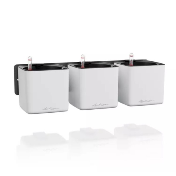 Lechuza Green Wall Home Kit, 3x Cube Premium 14, Komplettset weiß matt 13540 