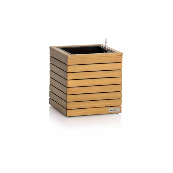 Lechuza Pflanztopf PALO Natural Wood 35 low Komplettset Eukalyptusholz 