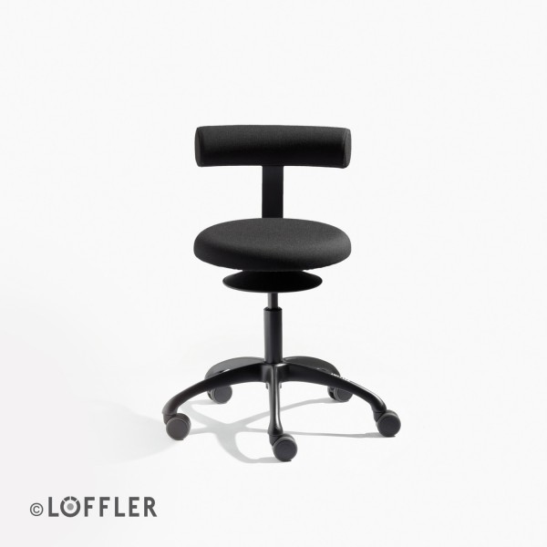 Löffler AOGO Sitzhocker mit Rückenlehne Fußkreuz Typ A, konfigurierbar 