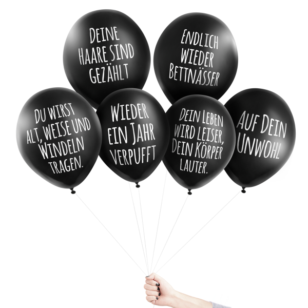 PECHKEKS® AntiPartyBallons Das GeburtstagsSet 6 Stück schwarz