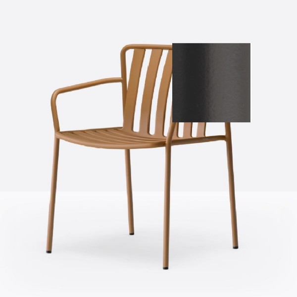 Pedrali Coney Stuhl mit Armlehnen 3645 grau, GAE, 2 Stück