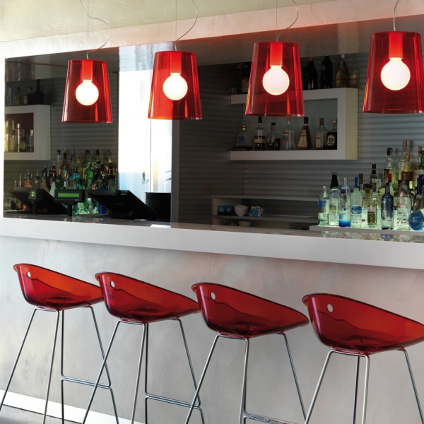 Pedrali Gliss 906 Barhocker chrom, rot transparent, 1 Stück