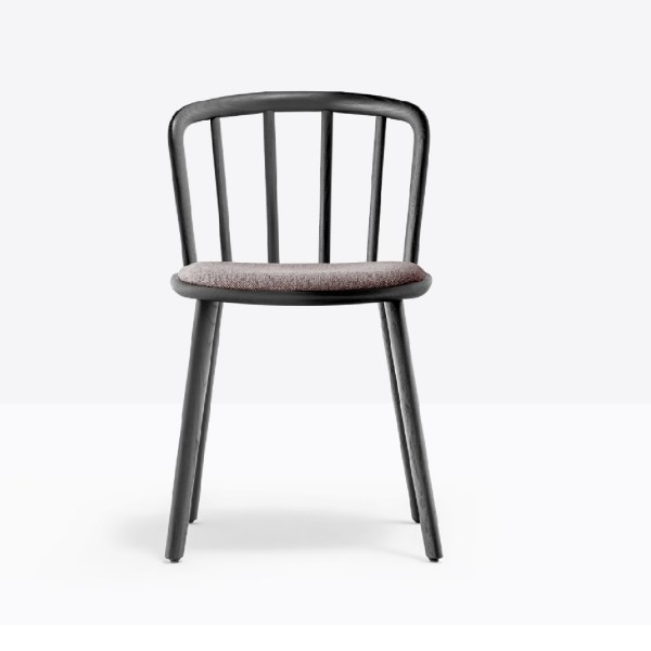 Pedrali Nym 2831 Holzschalenstuhl, 4-Fußgestell, Polster 2 Stück