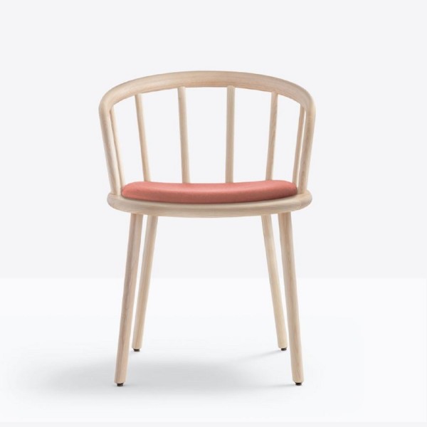 Pedrali Nym 2836 Holzschalenstuhl, 4-Fußgestell, Polster, Armlehne 1 Stück