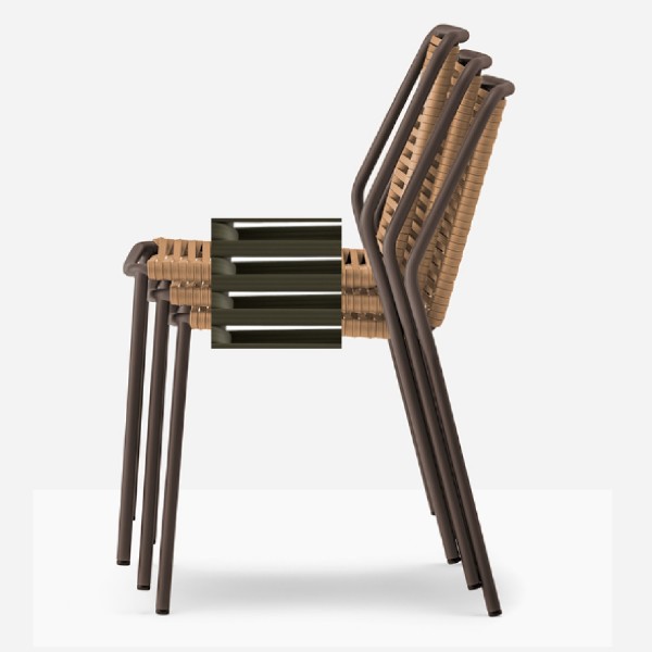 Pedrali Philia Outdoor Stuhl 3900, 2 Stück braun_olivgrün