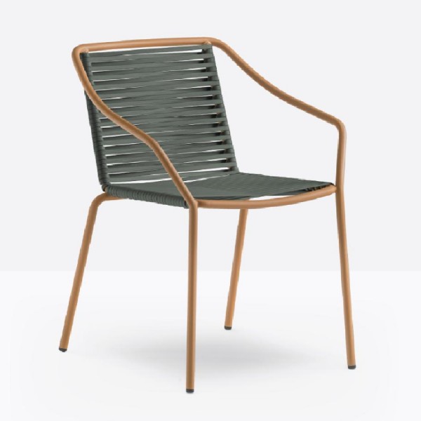 Pedrali Philia Outdoor Stuhl 3905, 2 Stück hellbraun_olivgrün