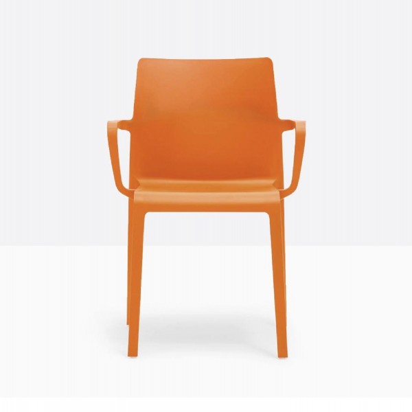 Pedrali Volt 674_HB Stuhl, breit, hohe Lehne, Armlehnen orange, 4er Set