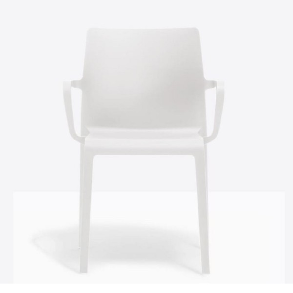 Pedrali Volt 674_HB Stuhl, breit, hohe Lehne, Armlehnen weiß