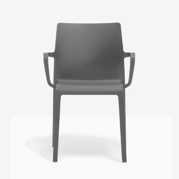 Pedrali Volt 674_HB Stuhl, breit, hohe Lehne, Armlehnen grau