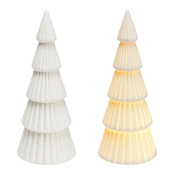 Tannenbaum mit Licht Batteriebetrieb aus Porzellan weiß 9x16x9 10036568 