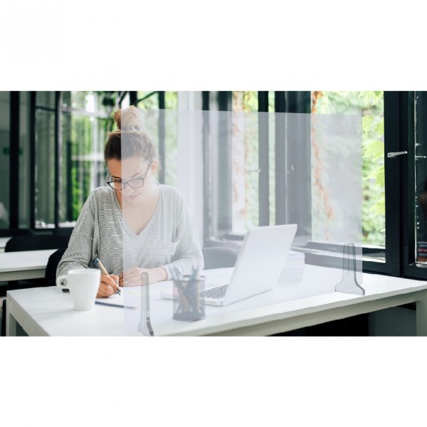 Rexite Plexy Plexiglas Schutzwand Virus Spuckschutz Trennwand Niesschutz Schreibtisch Büro Breite 150cm Höhe 60 cm Nutzhöhe 8cm