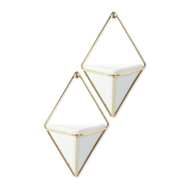 Umbra Wandvase Trigg klein 2er Set weiß/gold 470753-524 