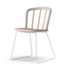 Pedrali Nym 2850 Holzschalenstuhl, Kufengestell 